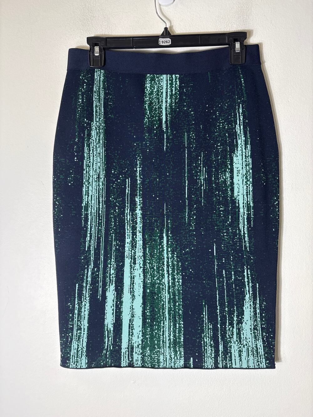 Carlisle Navy,Green&Mint Print Knit Pencil SKirt Sz S